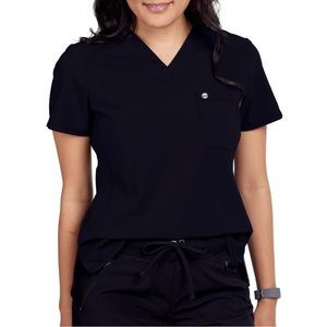 Black Infinity by Cherokee Scrubs V-Neck Top and Elastic Waist Jogger Pants Set
